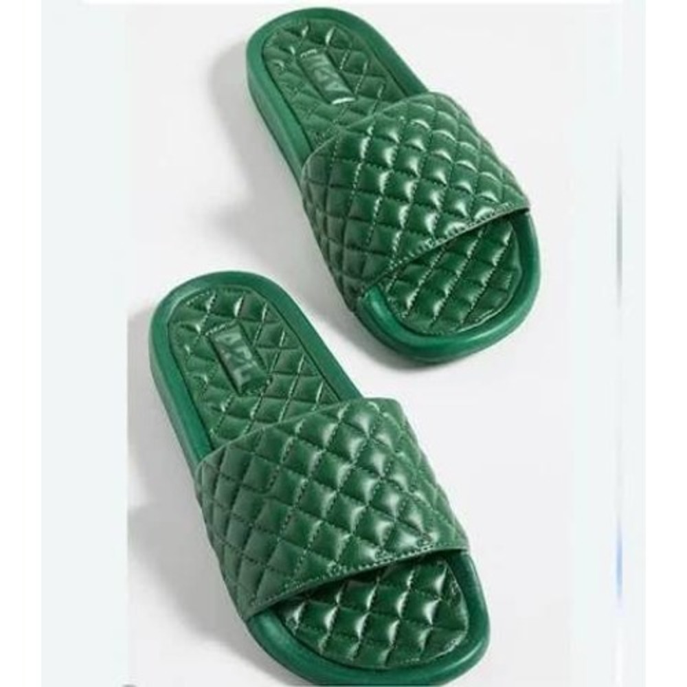 APL Lusso Green Quilted Leather Slides Slip-on Sandals Men's Size 10‎ NEW $220